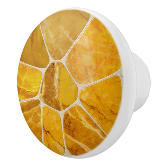 Geel Marmeren Mozaïek Bloem abstracte kunst Keramische Knop (Rechts)