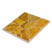 Geel Marmeren Mozaïek Bloem abstracte kunst Tegeltje (Zijkant)