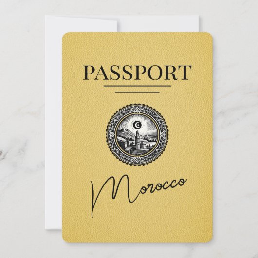 Geel Marokko paspoort Bewaar de datum Save The Date (Voorkant)