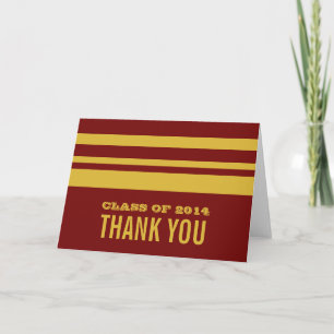 Geel/maroon Bold Stripes Afstudeerder Hartelijk da Bedankkaart