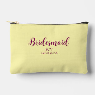 Geel maroon bruidsmeisje naam datum stijlvolle bru etui