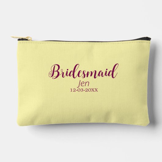 Geel maroon bruidsmeisje naam datum stijlvolle bru etui (Voorkant)