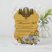 Geel Maskerade Bal Masker Kostuum Halloween Onderd Kaart (Staand voorkant)