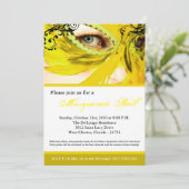 Geel Maskerade Masker Bal Kostuum Halloween Kaart (Staand voorkant)