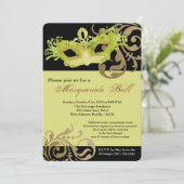 Geel Maskerade Masker Bal Kostuum Halloween Kaart (Staand voorkant)