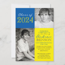 Geel & Med Blue 2 Foto Afstuderen Aankondiging