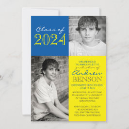 Geel & Med Blue 2 Foto Afstuderen Aankondiging