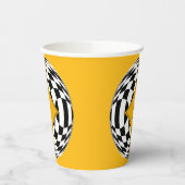 Geel Medaillon Over Zwart-Wit Diamanten Papieren Bekers (Links)