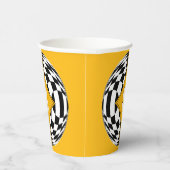 Geel Medaillon Over Zwart-Wit Diamanten Papieren Bekers (Rechts)