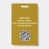 Geel | Medewerker Foto ID Bedrijfsbeveiliging Badge (Achterkant)