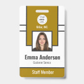 Geel | Medewerker Foto ID Bedrijfsbeveiliging Badge (Voorzijde)