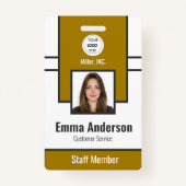 Geel | Medewerker Foto ID Bedrijfsbeveiliging Badge (Voorkant)