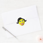 Geel meisje gezicht ronde sticker (Envelop)