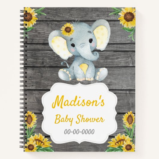 Geel Meisje, Olifant Boek Baby shower Rustiek (Voorkant)