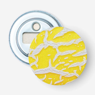 Geel meloenpatroon button flesopener