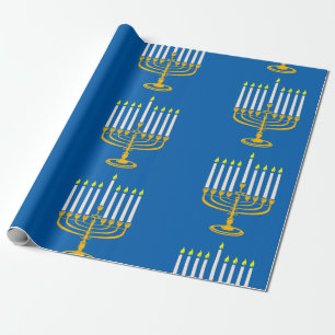 geel - menorah hanukkah - joodse krant cadeaupapier