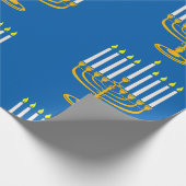 geel - menorah hanukkah - joodse krant cadeaupapier (Hoek)