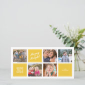 Geel Merry Bright 5 Collage Fotokaart Feestdagenkaart (Staand voorkant)