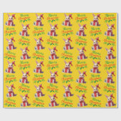 Geel Merry Christmas Bunny Cadeaupapier (Vlak)