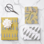 Geel Merry Christmas Houndstooth Tree Pattern Inpakpapier Vel<br><div class="desc">Digitaal kunstpatroon</div>