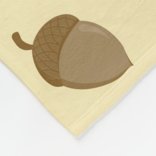 GEEL MET BRUINE & ORANJE HERFST EIKELS FLEECE DEKEN (Hoek)