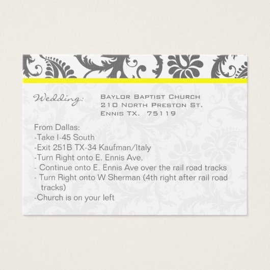 Geel met de Kaarten van de Grijze Berichten van de Visitekaartjes (Voorkant)