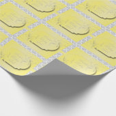 Geel met grijs Damaspatroon Cadeaupapier (Hoek)