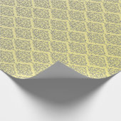 Geel met grijs Damaspatroon Cadeaupapier (Hoek)