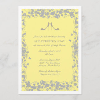 Geel met grijze hoogten Bridal Shower Invitation Kaart