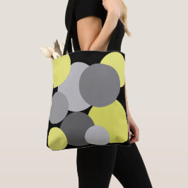 Geel met grijze pokadots tote bag