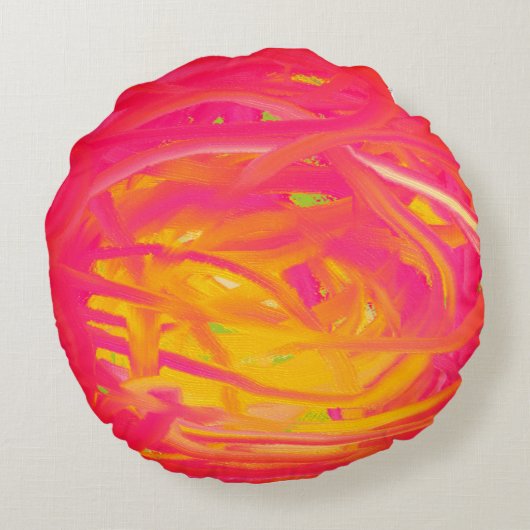 Geel met grote kleurpatronen rond kussen (Achterkant)