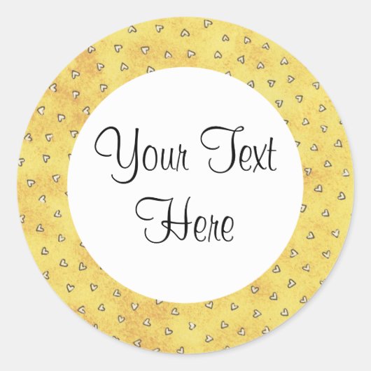 Geel met harten Sticker (Voorkant)