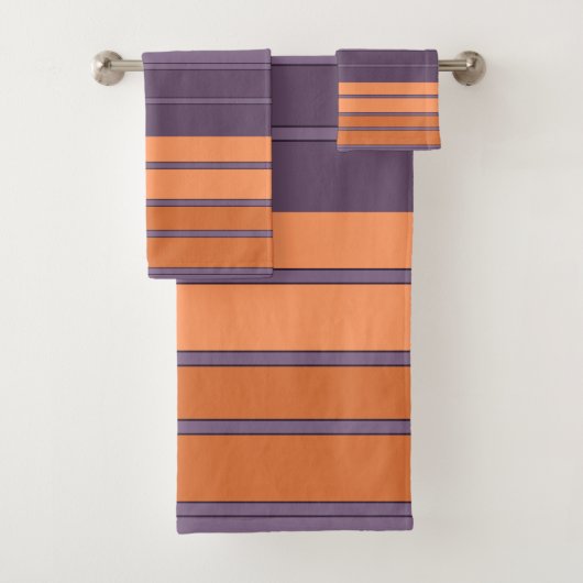 Geel met lila gestreepte patroon bad handdoek (Insitu)