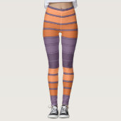 Geel met lila gestreepte patroon leggings (Voorkant)