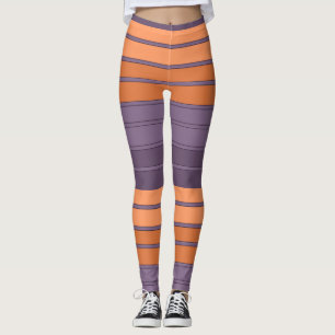 Geel met lila gestreepte patroon leggings