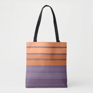 Geel met lila gestreepte patroon tote bag