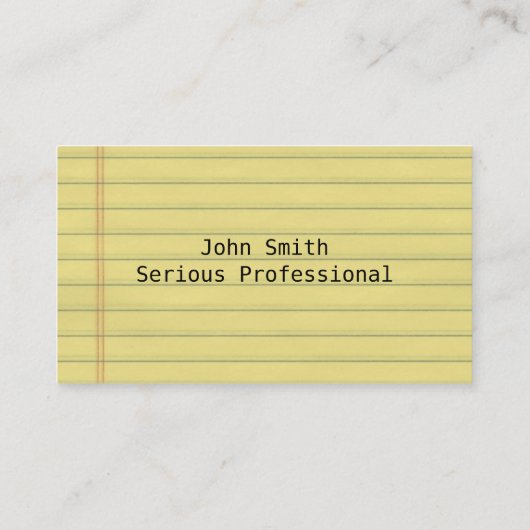 Geel, met manuscript gelinkt papier visitekaartje (Achterkant)