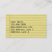 Geel, met manuscript gelinkt papier visitekaartje (Voorkant)
