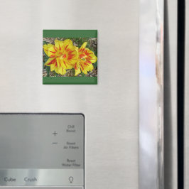 Geel met rode strepenventilator magneet