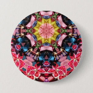 ~ Geel met schaduwen, blauw, roze, groen ~ Button
