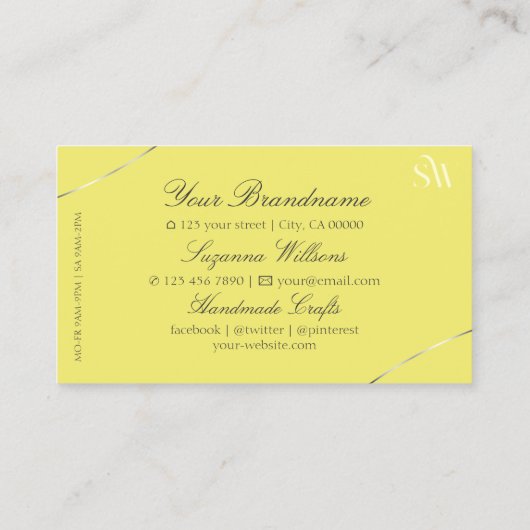 Geel met Silver Decor en Monogram Professional Visitekaartje (Achterkant)