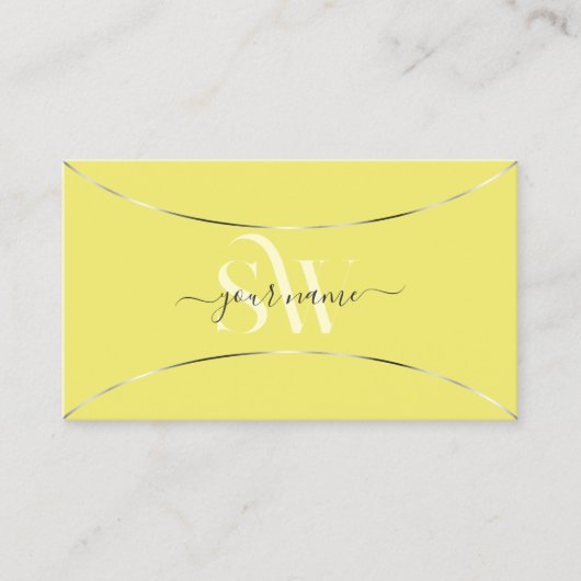 Geel met Silver Decor en Monogram Professional Visitekaartje (Voorkant)