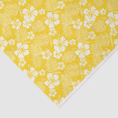 GEEL MET TROPISCHE WITTE HIBISCUS-STROMEN TISSUEPAPIER (Detail)