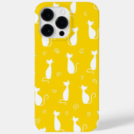 GEEL MET WHITE SITE CAT PATTERN Case-Mate iPhone 14 PRO MAX HOESJE
