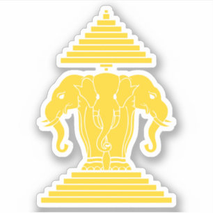 Geel met wissel 3 Hoog olifant Lao / Laos Flag Sticker