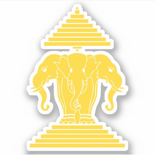 Geel met wissel 3 Hoog olifant Lao / Laos Flag Sticker (Voorkant)