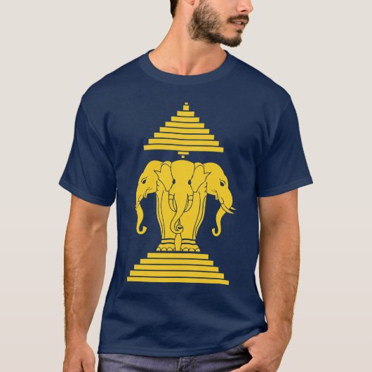 Geel met wissel 3 Hoog olifant Lao / Laos Flag T-shirt (Voorkant)