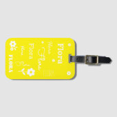 Geel met witte bloemen, Gepersonaliseerd Bagagelab Bagagelabel (Voorkant (horizontaal))