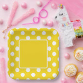 Geel Met Witte Stippen Papieren Bordje (Feest)