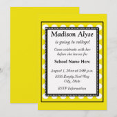 Geel met witte Stippen van af naar college uitnodi Kaart (Voorkant / Achterkant)